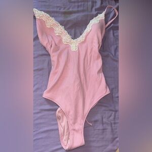 Aerie pink one piece bathing suit Brand new size medium